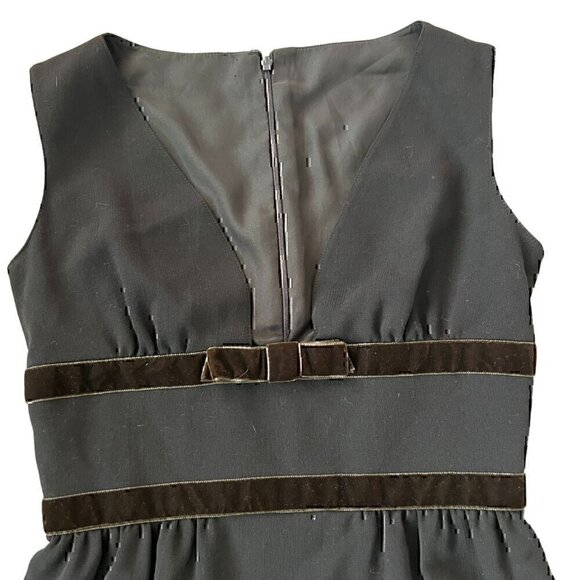 Valentino Women Dress 2 Black Sleeveless Knee Length Fleece Wool Party Back Slit - Picture 3 of 11